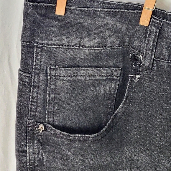 Rebel Vengeance Men's Low Rise Flare Two Tone Distressed Jeans - Size 34 - Picture 3 of 15